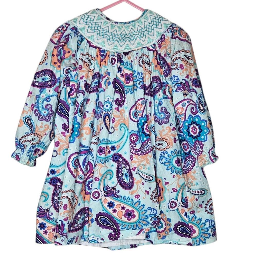Marmellata blue Paisley smocked dress size 2T
